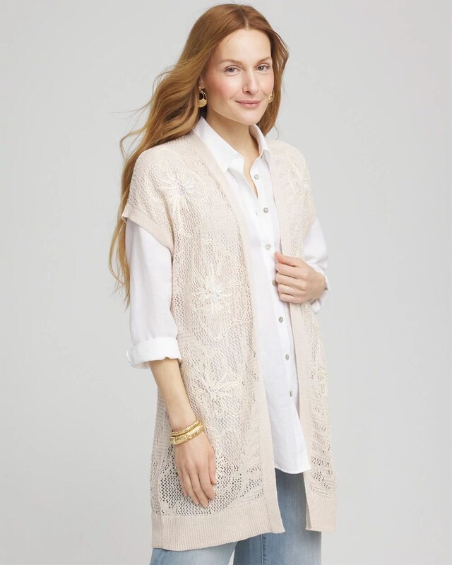 Pointelle Open-Front Cardigan - image 1